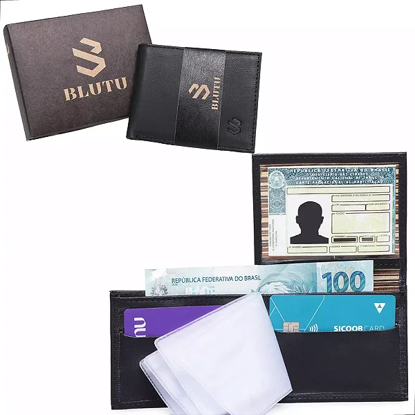 Carteira Slim Oldmoney Masculina Couro Legítimo Preto Marrom