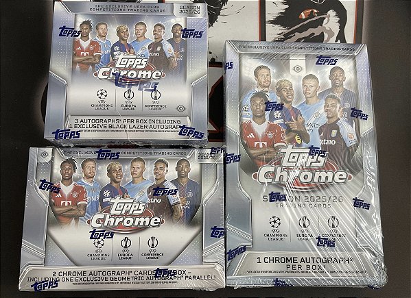 Break 490 - 2025-26 Topps Chrome UCC 1x Hobby + 1x Jumbo + 1x Breakers Delight Box - 6 Autos - Escolha o seu Time