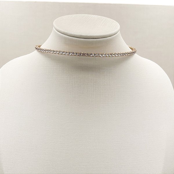 Choker Haster Zircónia dourada-