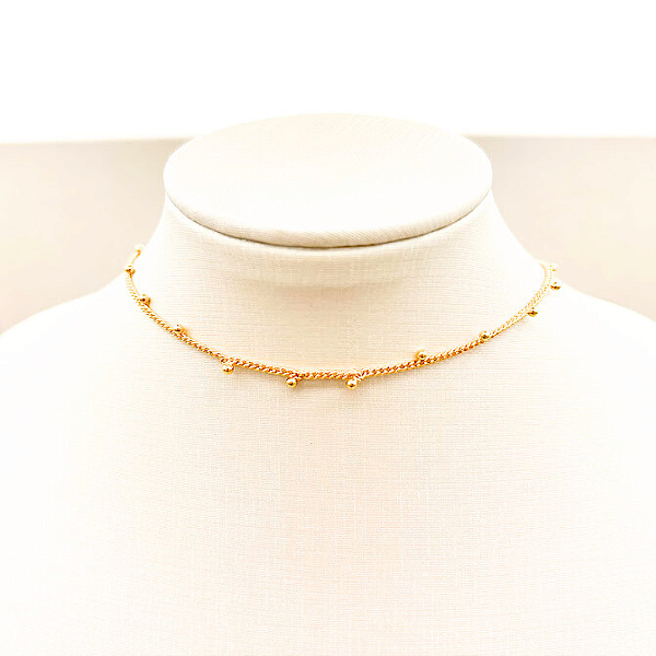 CHOKER  CORRENTINHA  MINI BOLINHAS  COR OURO