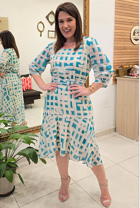 Vestido tecido musseline verde - marca Cechiq - ref. 5724