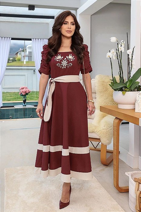 Vestido max midi Marsala ref 4177 Kauky