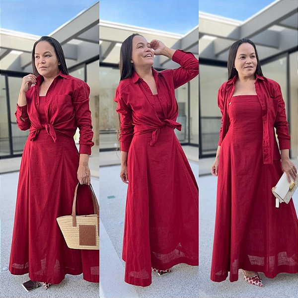 Conjunto Lia na cor Vermelho  Vestido e Camisa refe7410 marca HELPCHIK