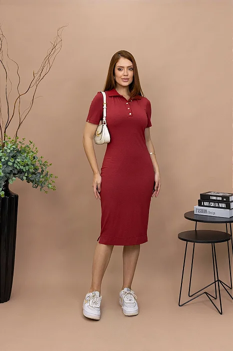 Vestido Luciana Pais Malha Cor Vinho Aberturas Barra - 94390