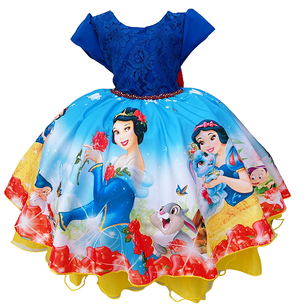 Vestido Infantil Branca De Neve Bebê Princesa Festa De