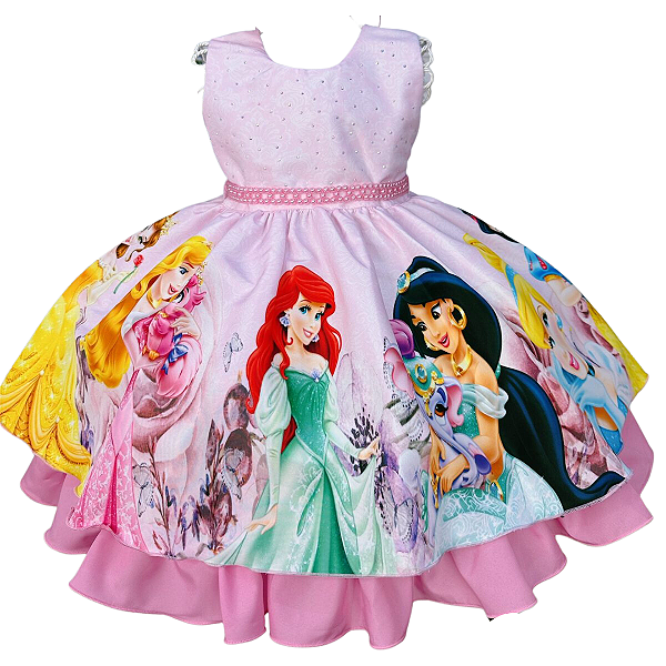 Vestido Infantil Princesa Sofia Luxo Festa Aniversário - Rosa