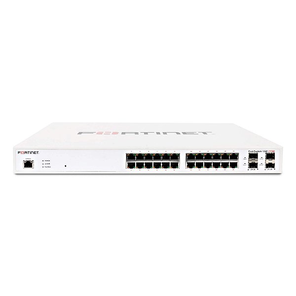 Switch Fortinet FS-124F-FPOE - FortiSwitch 124F-FPOE 24 Port GbE POE+ 370W + 4 port SFP+ 10 GbE + Lic Forticare * válido empresa de SP ins estadual*