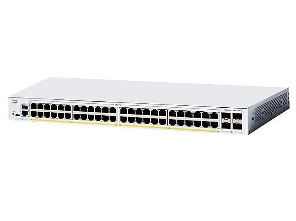 Switch Cisco C1200-48P-4X - Catalyst 1200 48 portas GbE POE 4 portas SFP+ 10G - Subsititui (CBS250-48P-4X)