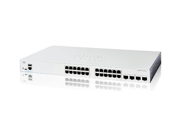 Switch Cisco C1200-24T-4X - Catalyst 1200 24 portas GbE 4 portas SFP+ 10G - Substitui CBS250-24T-4X