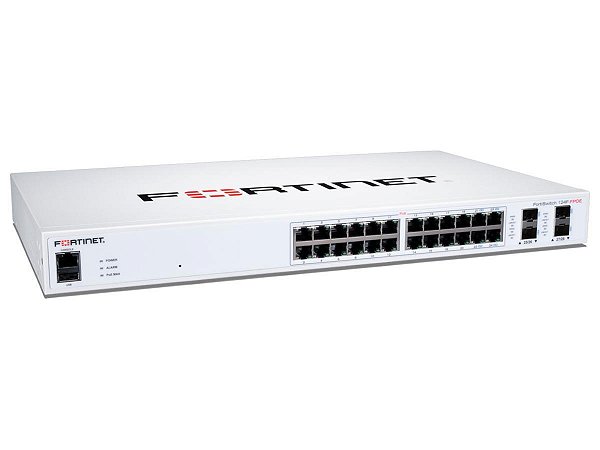 FS-124F-POE - Fortinet FortiSwitch 124F-POE 24 Port GbE POE 185W + 4 port SFP+ + Licença Forticare 36 meses