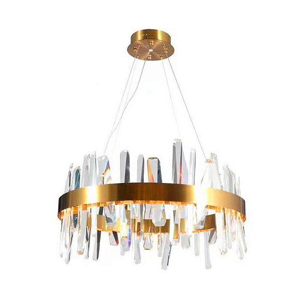 Pendente Kryp LED Integrado 30W 3000K 3200lm IP20 Dourado e Transparente | Bella KRY1PD01DR060