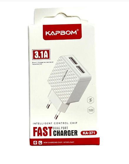 CARREGADOR CELULAR C/ 2 USB 3.1A (KA-371) KAPBOM