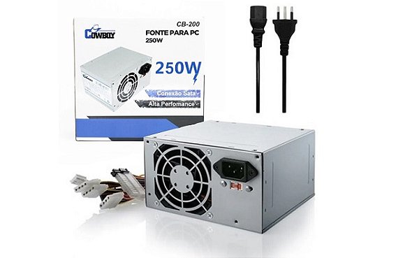 FONTE ATX 250W COWBOY REAL C/CABO (CB-200) KNUP