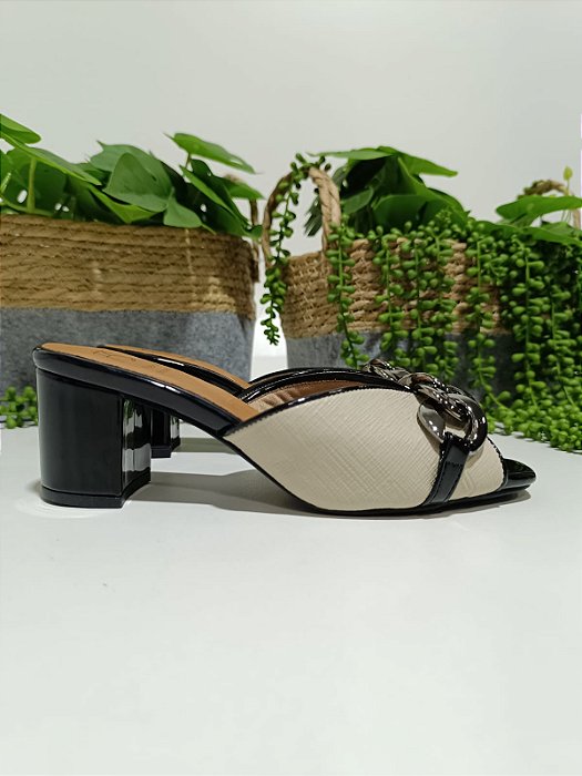 Tamanco Salto Grosso Corrente - Couro