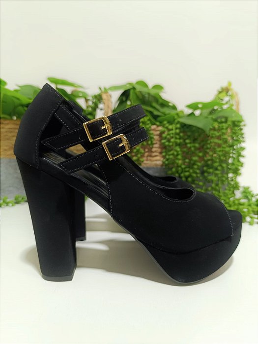 Sandália Meia Pata de Tiras - Salto Bloco