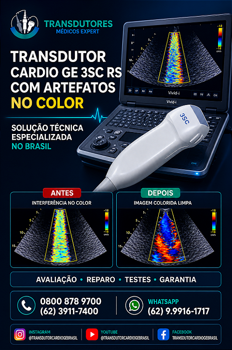 TRANSDUTOR CARDIO GE 3SC RS COM ARTEFATOS NO COLOR