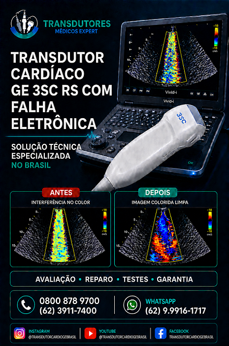 TRANSDUTOR CARDÍACO GE 3SC RS COM FALHA ELETRÔNICA
