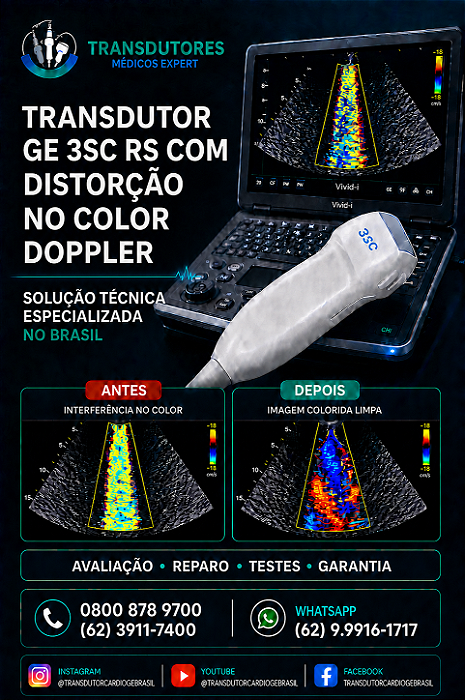 TRANSDUTOR GE 3SC RS COM DISTORÇÃO NO COLOR DOPPLER