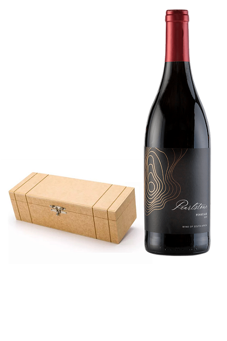 Kit Caixa de Madeira + Vinho Pearlstone Pinotage -750ml