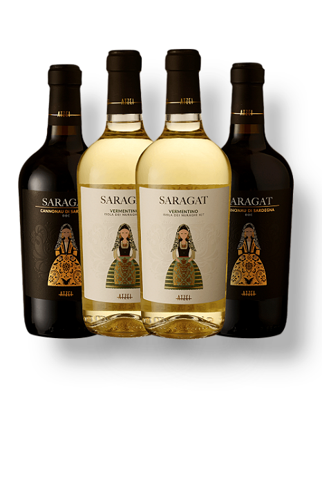 Kit 4 Garrafas Atzei Saragat Cannonau Di Sardegna - Vermentino Isola- 750ml