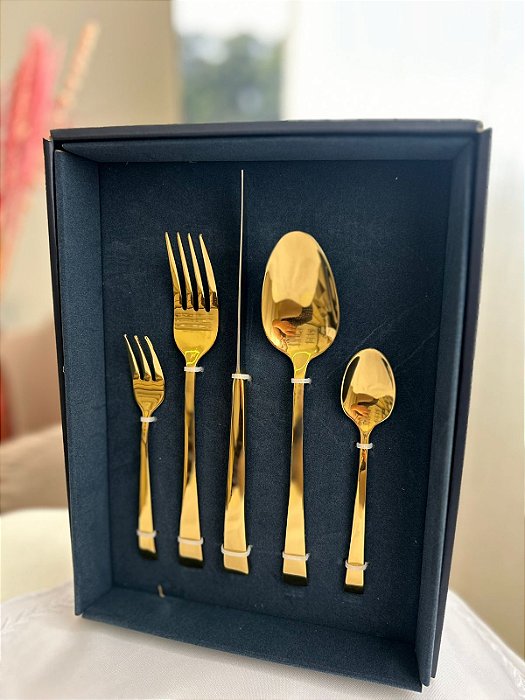 Faqueiro 30PÇS Aço inox berna dourado  wolff
