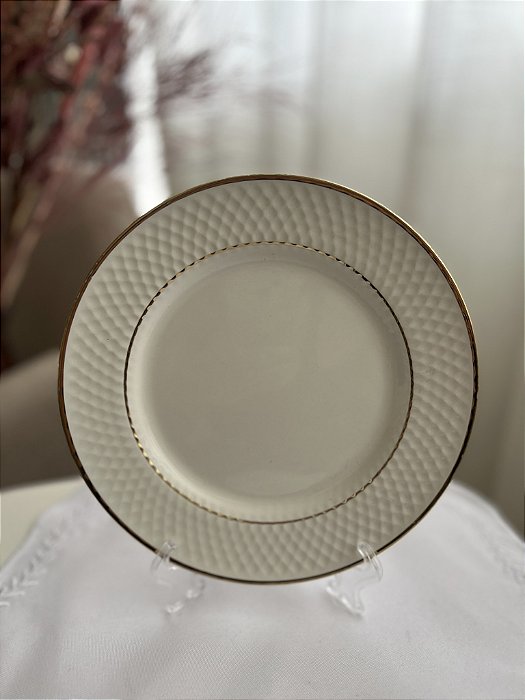 Conjunto prato sobremesa Gold porcelana 6 peças