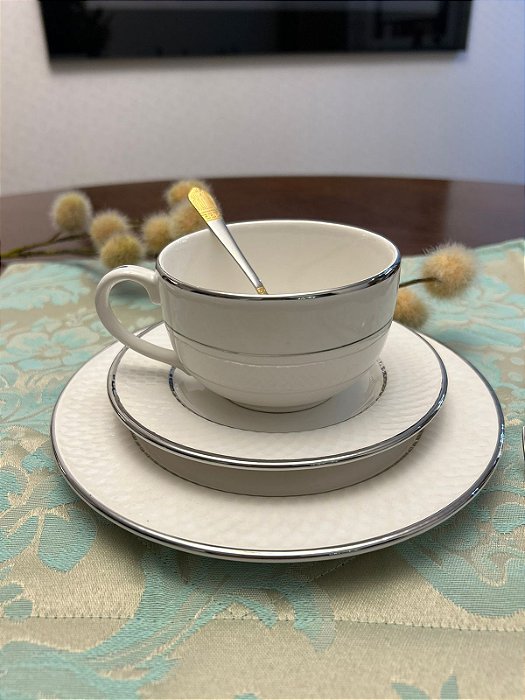 Conjunto de xícaras Silver 6 peças porcelana 250ml