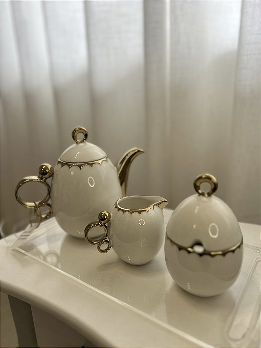 Conjunto 3 peças chá porcelana EGG wolff