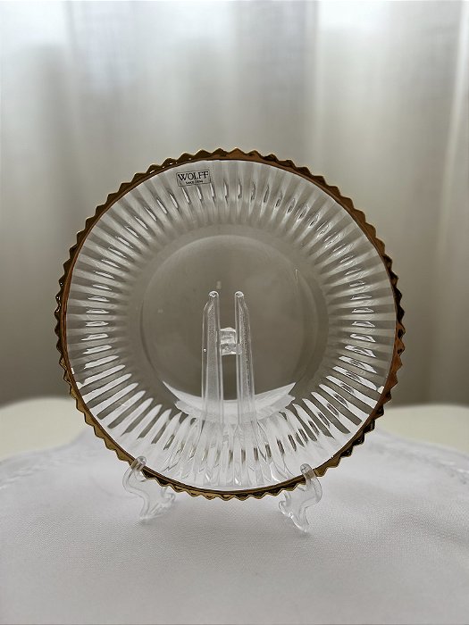 Conjunto 4 pratos sobremesa e cristal com Fio de Ouro Imperatriz 20cm - Wolff