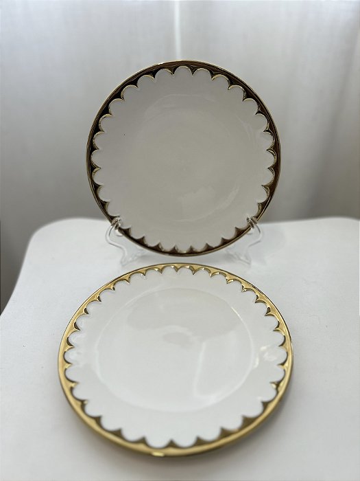 Conjunto pratos sobremesa Porcelana Egg Branco 6 peças - Wolff
