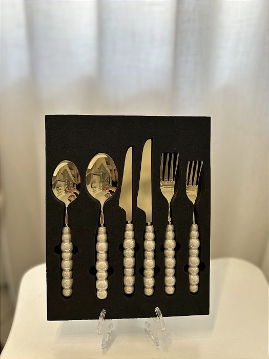 Conjunto de Talheres Copa e Cia 36 Peças Garbo Dots Champagne