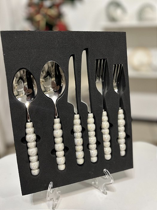 Conjunto de Talheres Copa e Cia 36 Peças Garbo Dots prata