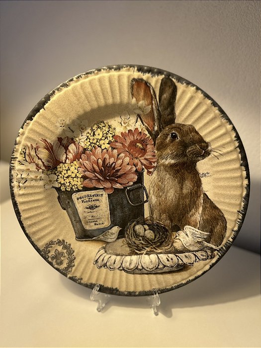Conjunto prato raso frisado Bunny Vintage Scalla 6 peças