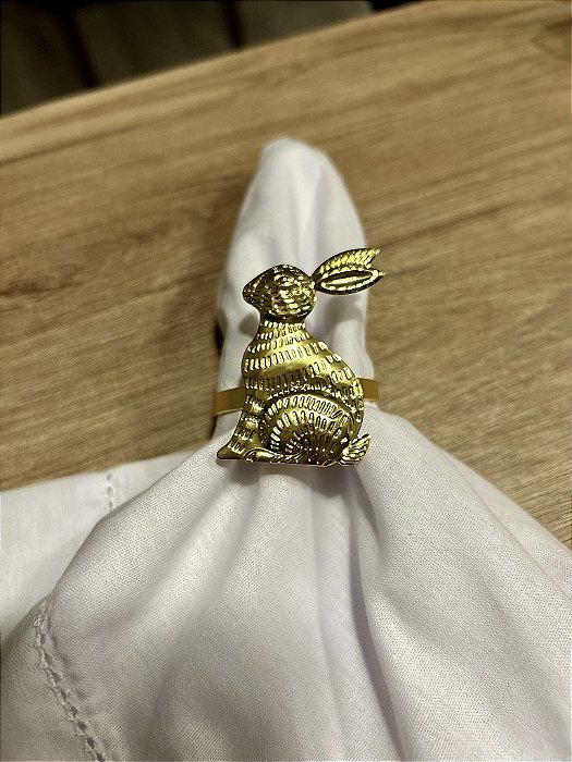 Conjunto porta guardanapo Páscoa coelho dourado  6 peças