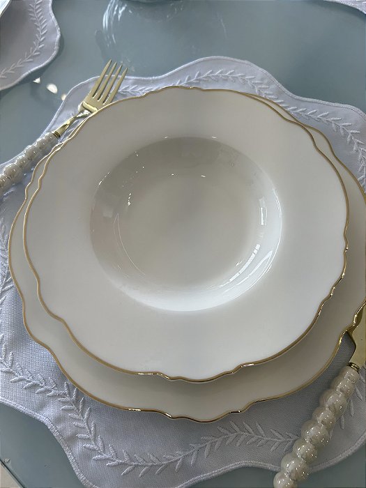 Conjunto De 6 Pratos Fundos Maldivas Branco 23 Cm
