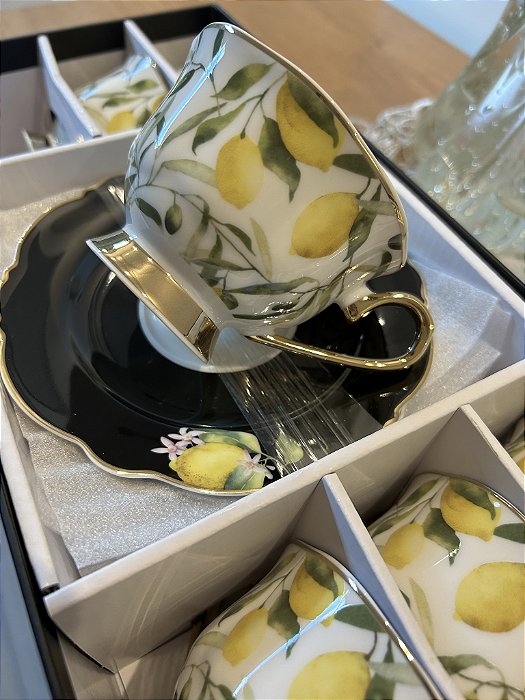 Conjunto de xícaras Limões 6 peças porcelana fina