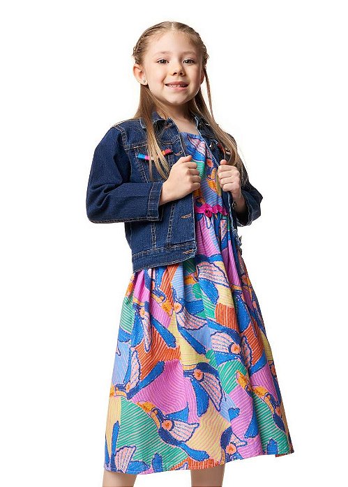 Jaqueta Jeans Bordada Kids