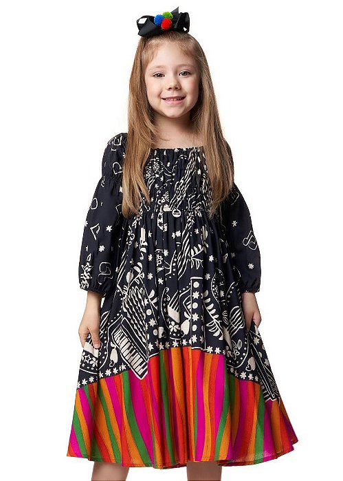 Vestido Cantigas Manga Longa Kids