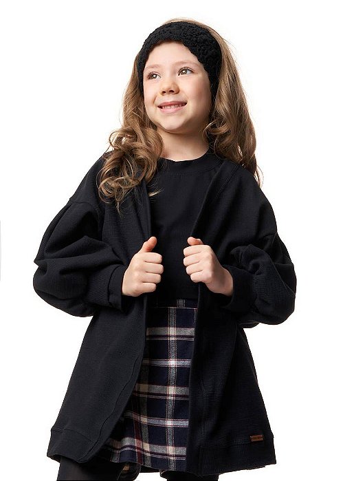 Maxi Cardigan Preto Teen