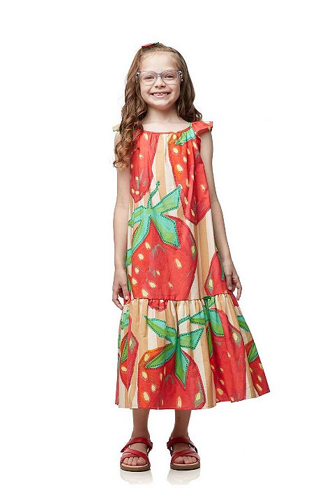 Vestido Longo Morangos