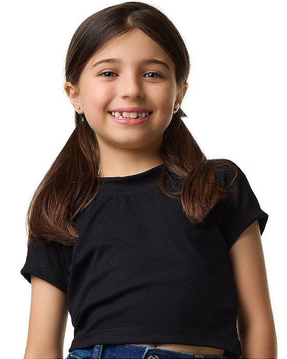 Cropped Malha Canelada M/c Kids