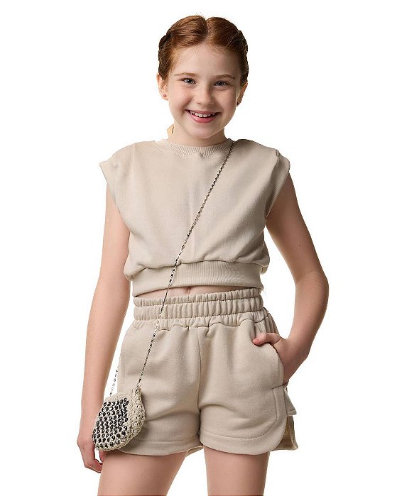Conjunto Shorts E Top Moletom Glow Kids