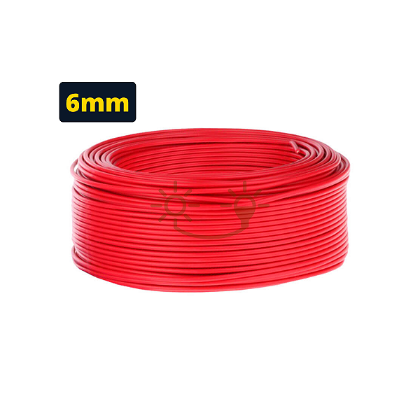 Bobina cabo solar 6mm vermelho - 25mt -