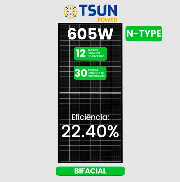 MODULO 605W N-TYPE TSUN BIFACIAL 30MM