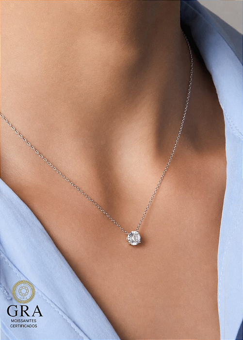 Colar Moissanite Lapidação Brilhante 6.0 mm