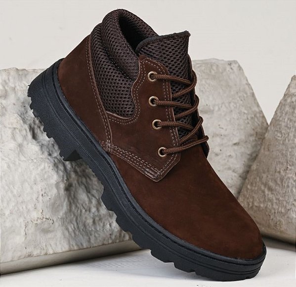 BOTINA BIQ. PLÁSTICO AMARRAR NOBUCK MARROM WORKBOOTS CA 36263