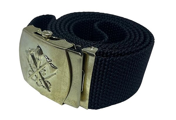CINTO BRIGADISTA PRETO 1,40 FIVELA DOURADA