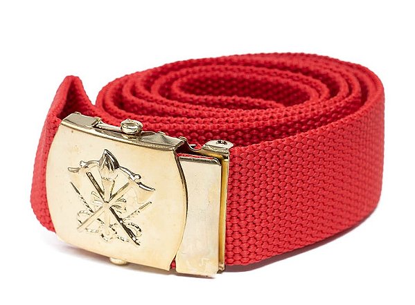 CINTO BRIGADISTA VERMELHO 1,60  FIVELA DOURADA