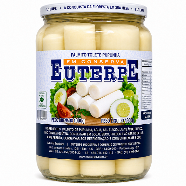 PALMITO TOLETE PUPUNHA INTEIRO EUTERPE 1800G