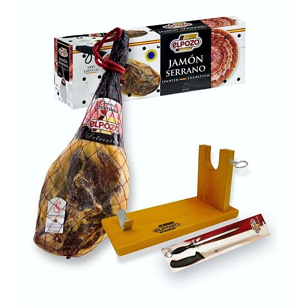 PRESUNTO CRU SERRANO ESPANHOL EL POZO KIT CAIXA, SUPORTE E FACA